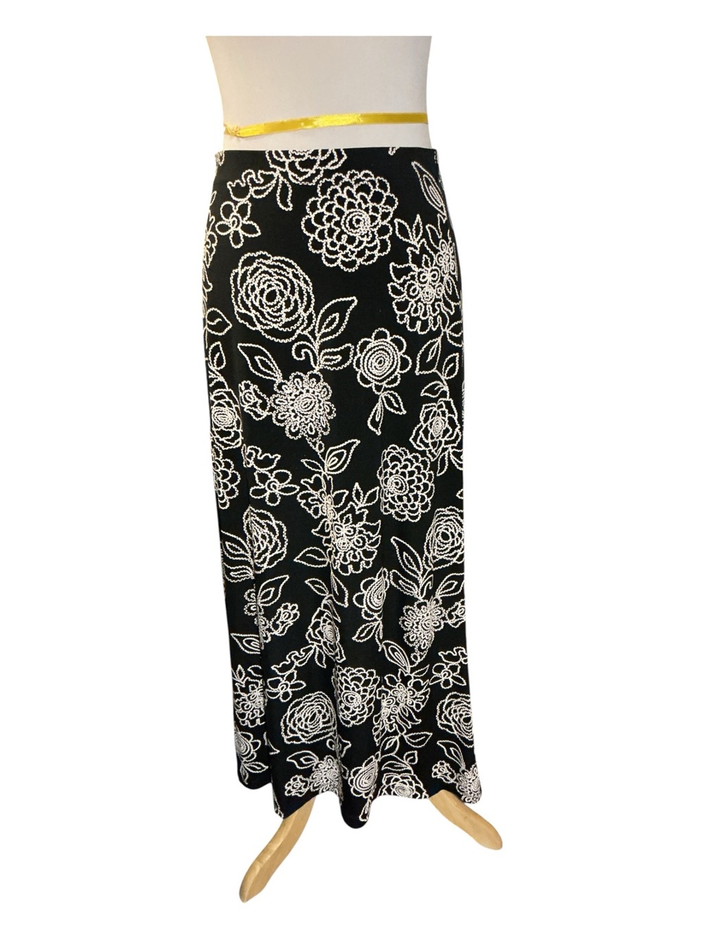 Black & White Floral Maxi Skirt